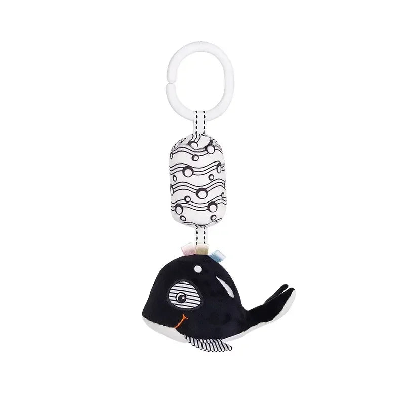 High-Contrast Baby Rattle Plush Toy for Stroller and Crib