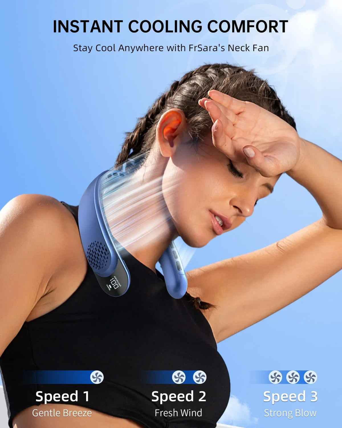 Portable Bladeless Neck Fan with 4000mAh Battery & LED Display
