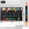 A set of 96 color double-head acrylic markers displayed in a black packaging box and an individual marker.