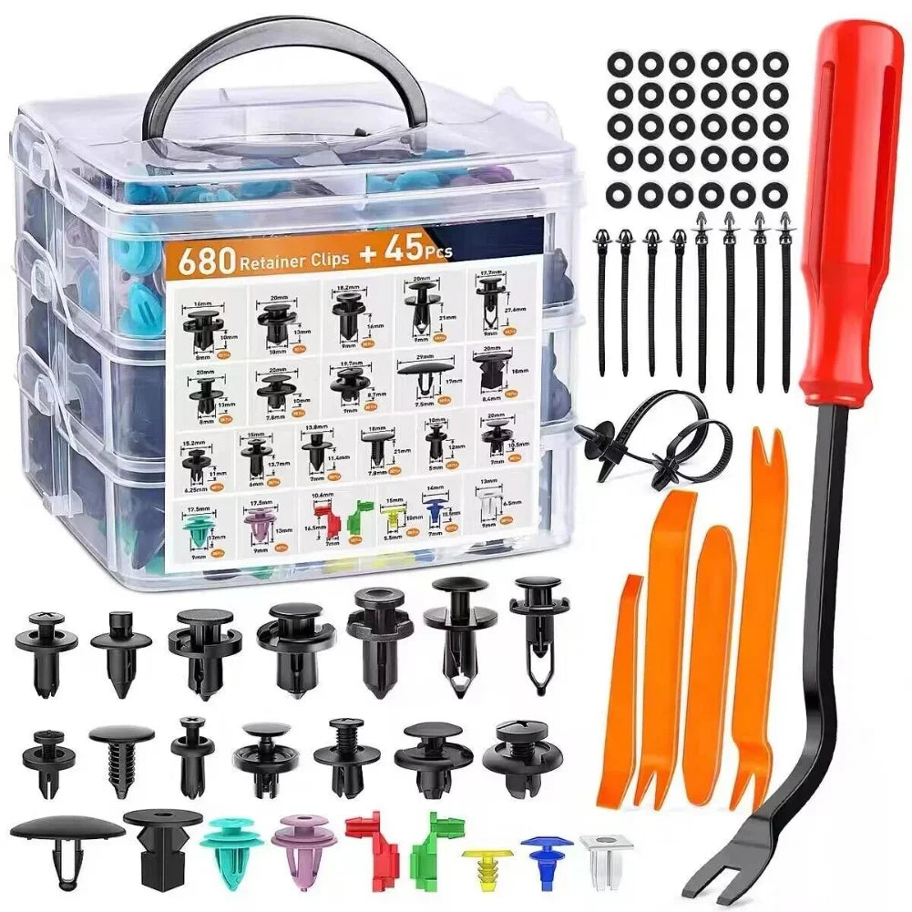 Universal Auto Trim Clip Assortment Kit – Plastic Push Rivets & Fasteners