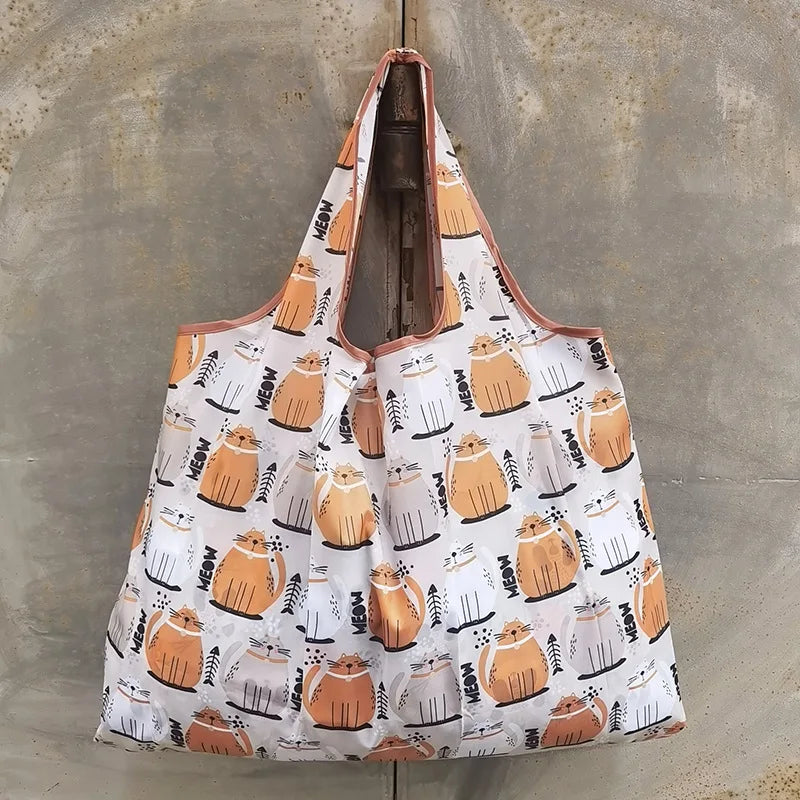 Foldable Eco-Friendly Shopping Bag with Cartoon Print