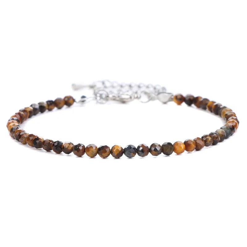 Natural Stone Bead Bracelet with Adjustable Lace-Up Closure