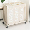 3-Compartment Rolling Laundry Hamper with Wheels