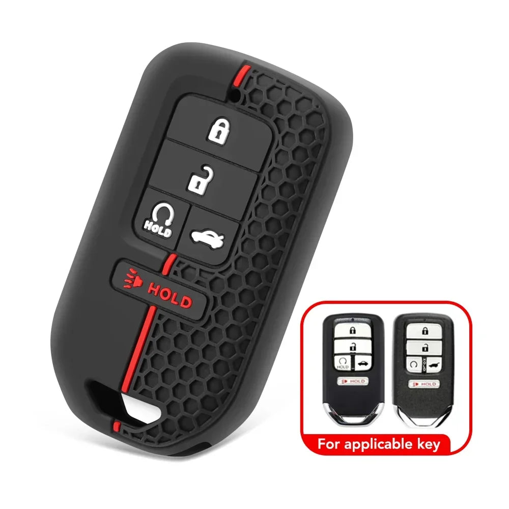 Black silicone car key case with three buttons for shockproof protection