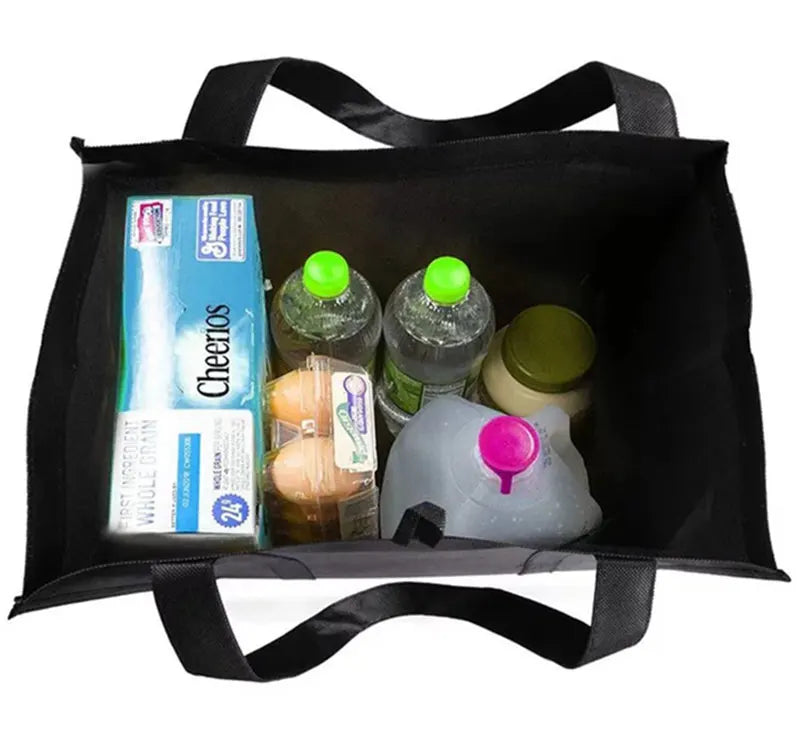 Reusable Non-Woven Grocery Tote Bags, 6-Pack Foldable Shopping Bags with Long Handles