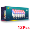 A box containing 12 Smart Bulb LED lights with RGB color changing and dimmable warm/cool light.