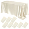 A luxurious satin tablecloth draped on a table, showing soft folds and elegant fabric texture.