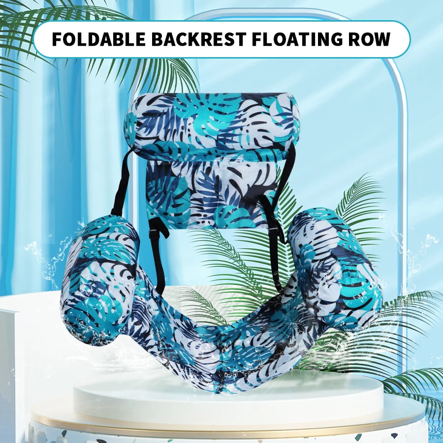 Faltbares Rückenlehnen-Floating-Reihe in blau-weißem Zebraprint, als Wasserspielzeug oder Liege genutzt