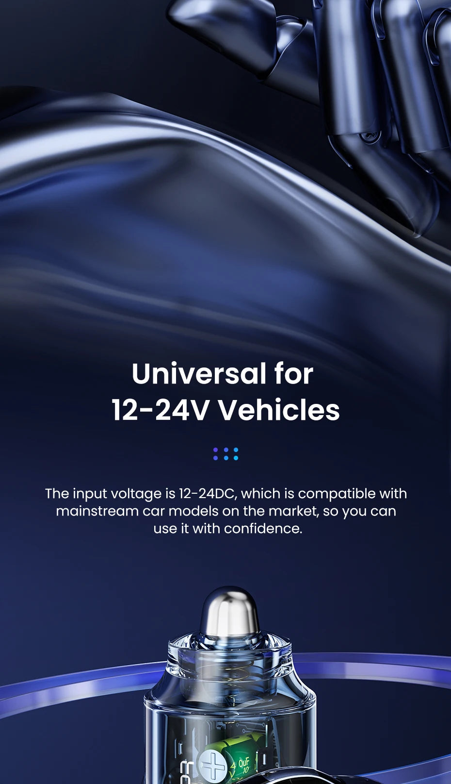 60W USB-C Car Charger with Built-In Spring Cable