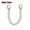 A delicate gold-toned chain strap featuring a strand of small white pearls, measuring 8mm to 15cm.