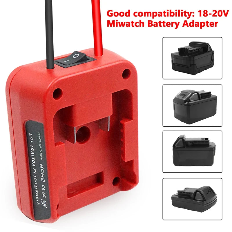 Red battery adapter for Miwatch devices with 18-20V compatibility