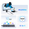 6-in-1 USB-C Hub with 4K HDMI, 10Gbps Data, and 100W Charging