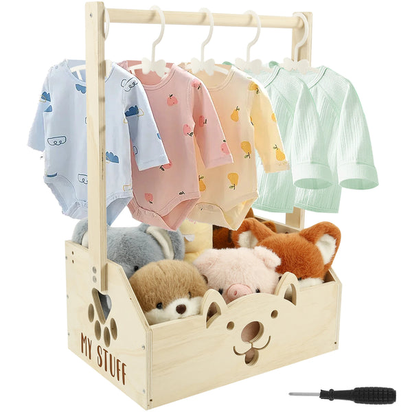 Wooden Storage Crate with Handle for Baby Essentials and Toys