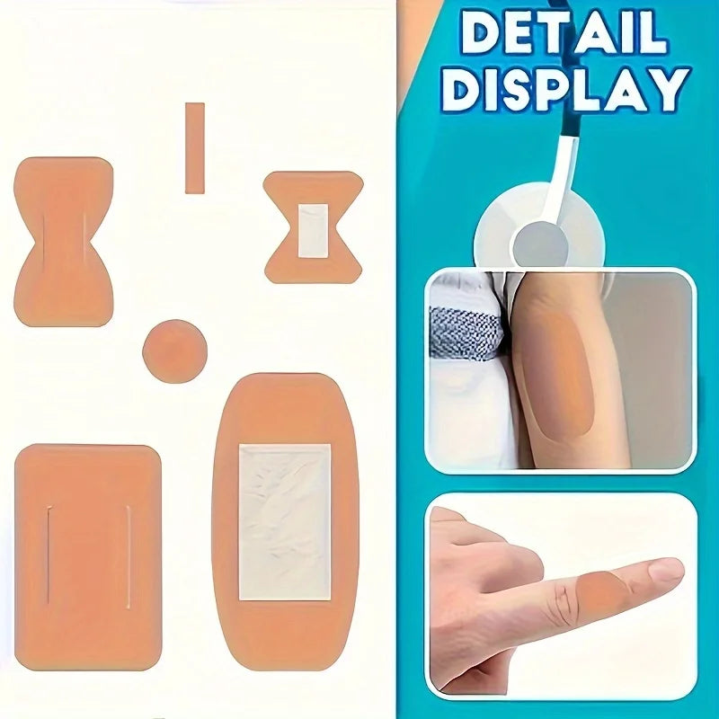 Detail display of waterproof and breathable PE soft rubber bandages for fingers, wrists, and knuckles.