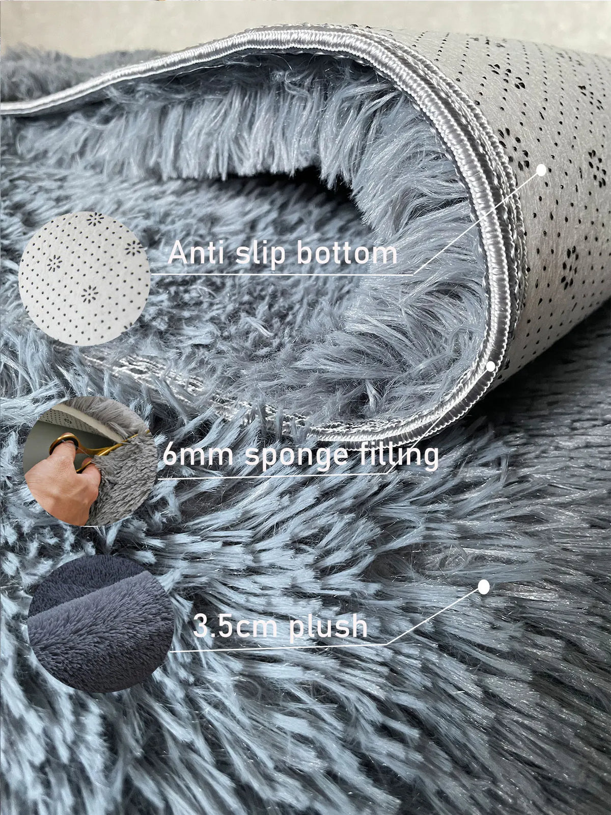 Plush Shaggy Area Rug for Living Room & Bedroom