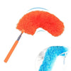 Orange telescopic microfiber duster with a flexible stainless steel handle