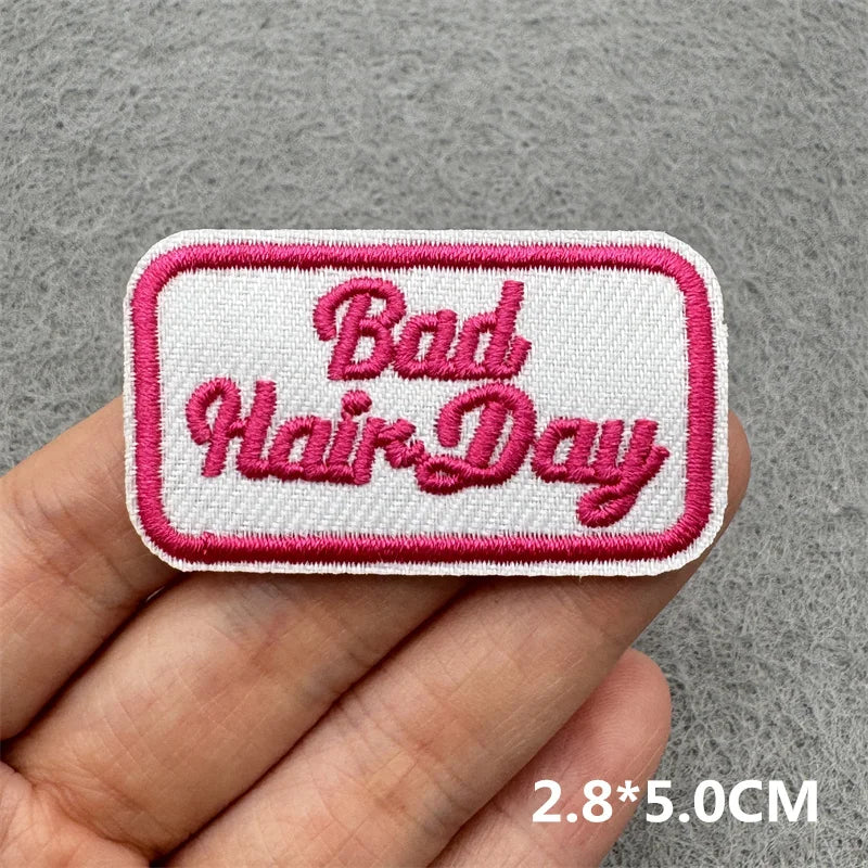 Pink Embroidered Iron-On Letter Patches for Clothing & Accessories