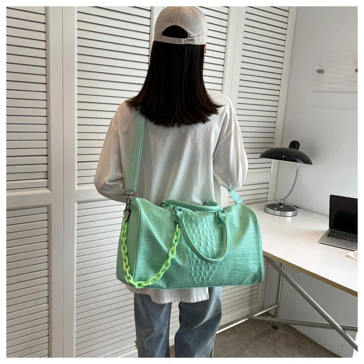 Crocodile Grain Large Capacity Travel Duffle Bag