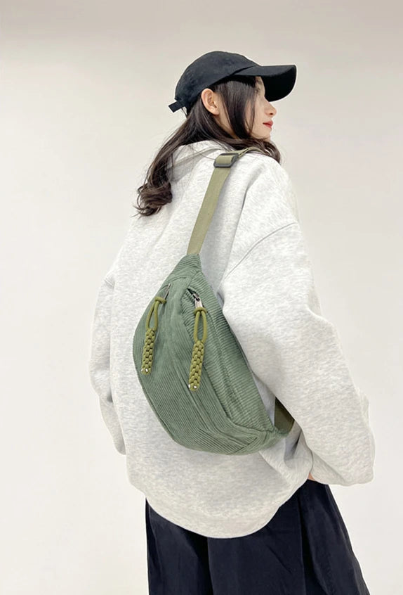 Corduroy Waist Pack for Women – Versatile Crossbody & Shoulder Bag