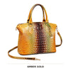 Vintage Croc-Embossed Structured Satchel Handbag
