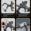 Installation instructions showing how to attach and adjust a secure bike phone mount.