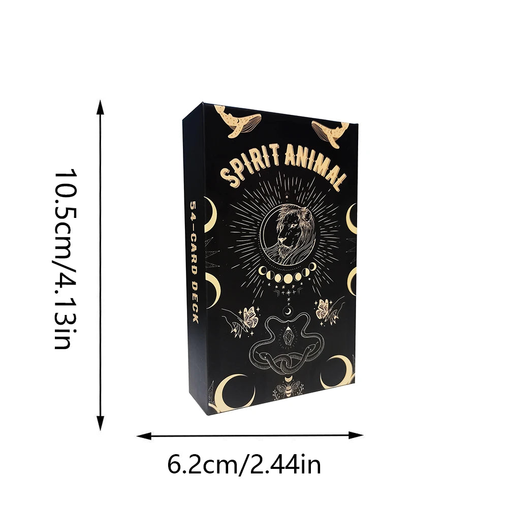 A black box containing a Spirit Animal Oracle Deck with gold accents and text on the front.