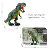 A green T-Rex dinosaur toy is shown with its dimensions and weight specifications.