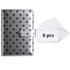 Silver polka dot PU leather binder wallet with cash envelopes and card holder
