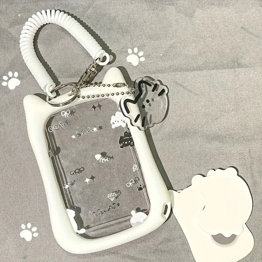 Cat Silicone ID Card Holder with Keychain