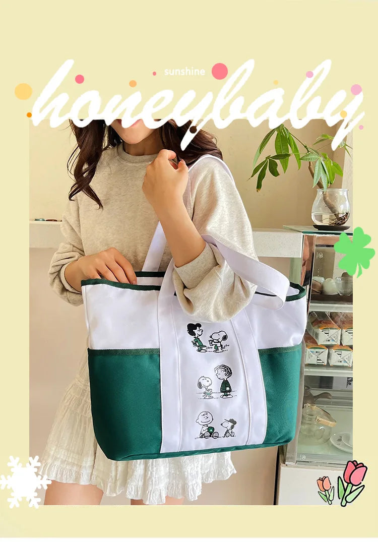 Snoopy Canvas Tote Bag with Crossbody Strap