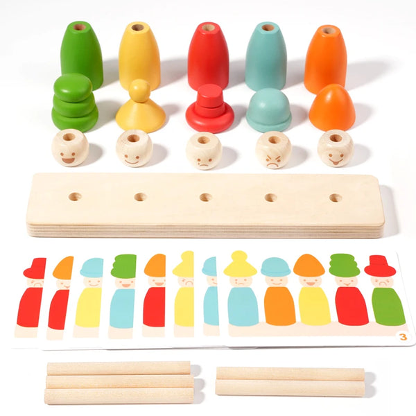 Wooden Color Sorting & Face Matching Toy for Toddlers