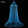 A blue elegant lace canopy mosquito net draped in a conical shape.