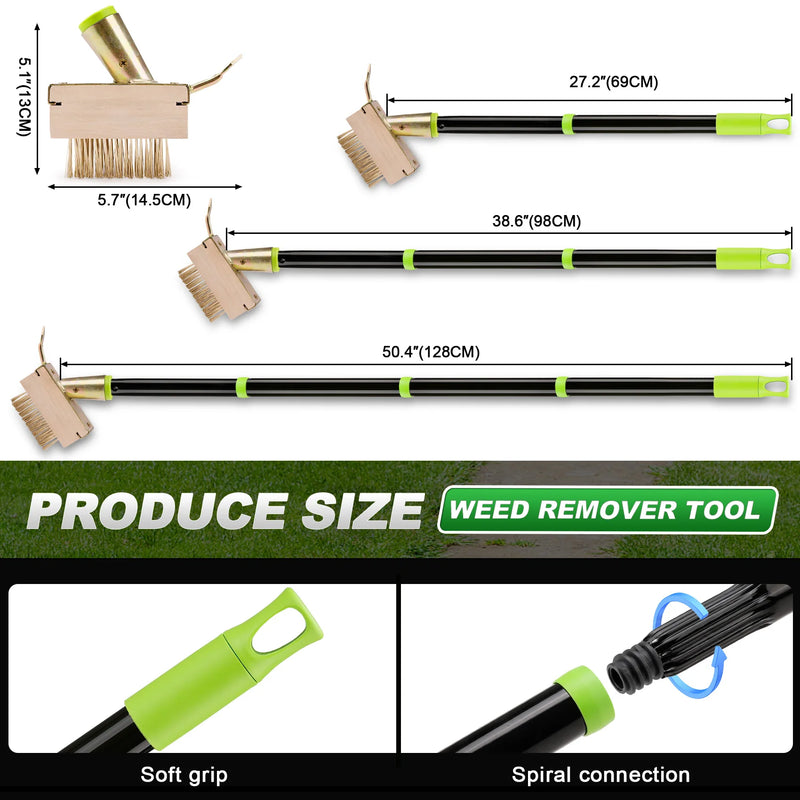 2-in-1 Crevice Weeding Brush with Adjustable Handle