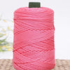 Pink crochet ice rope in a spool with a dark green cap, ready for DIY crafts.