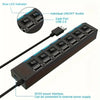 7-Port USB 2.0 Hub with Power Adapter and On/Off Switches