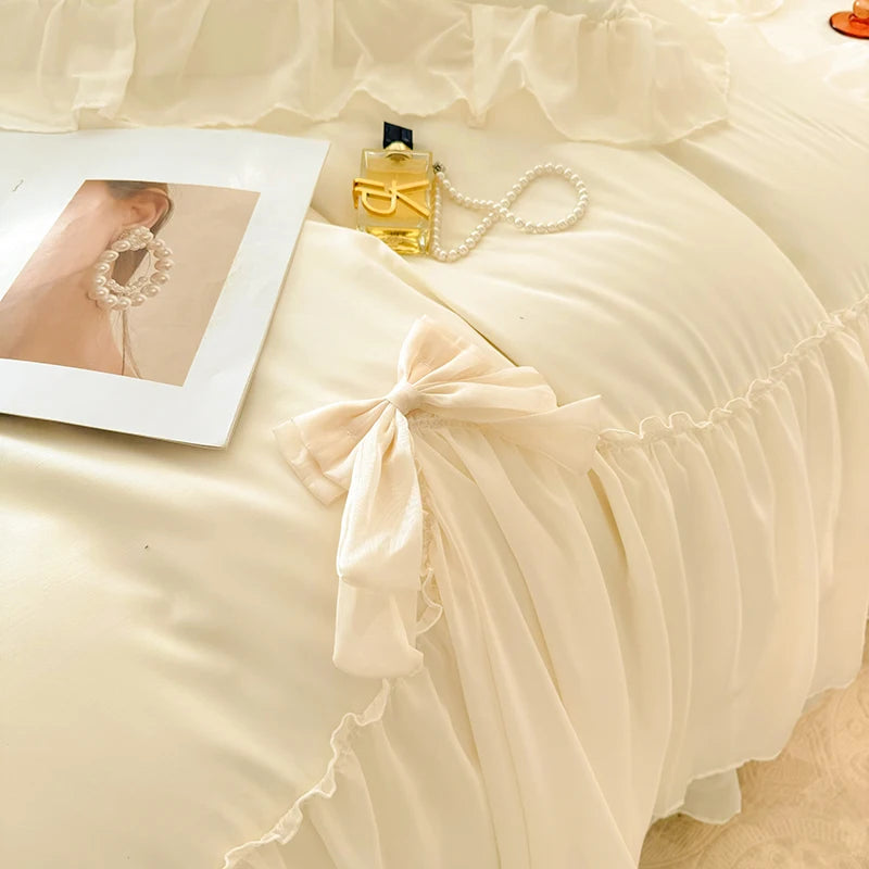 Princess Chiffon Duvet Cover with Romantic Ruffles