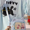 Y2K Transparent Ita Bag with DIY Badge Display Panel