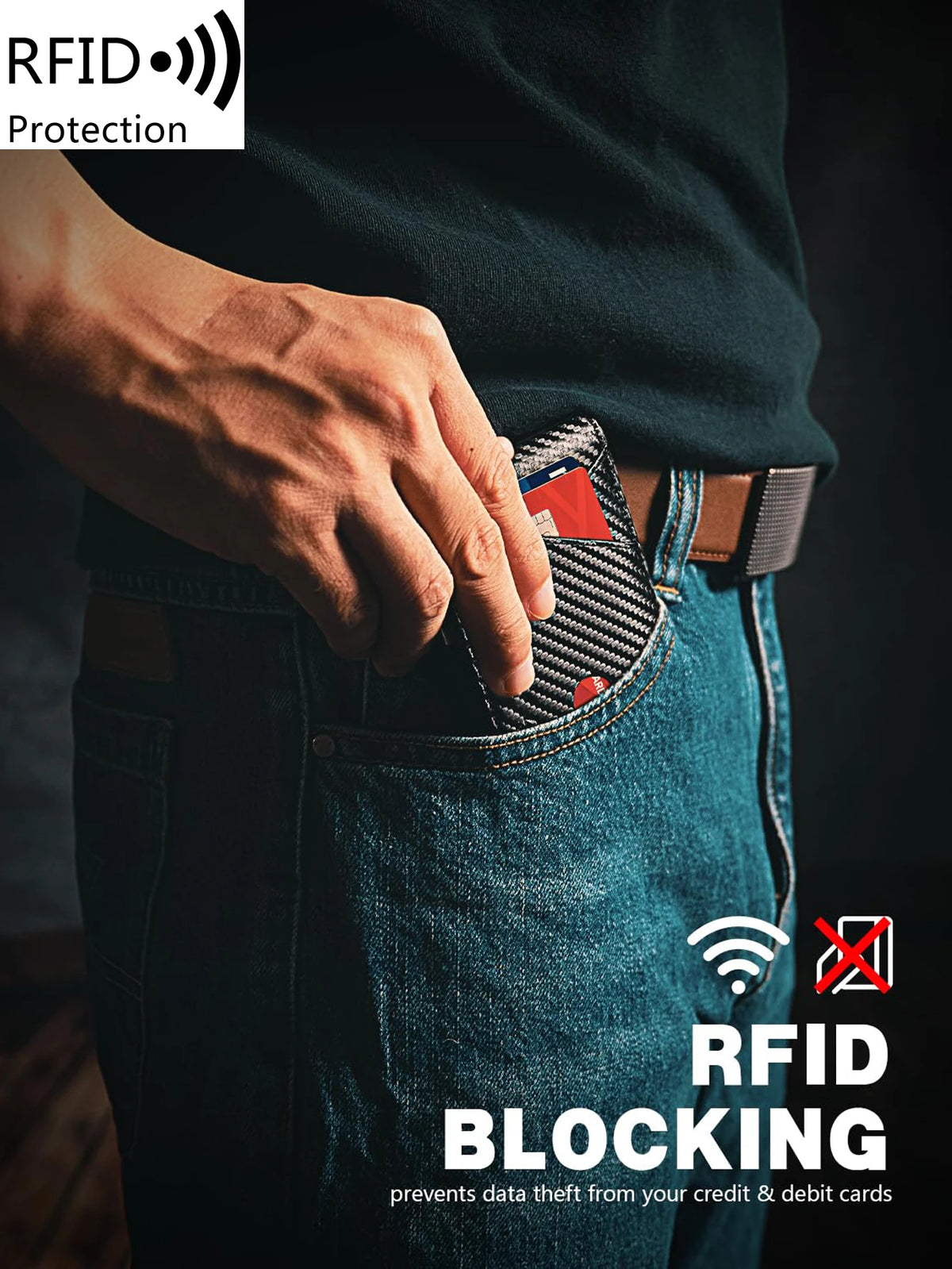 RFID Blocking Ultra-Thin Bifold Wallet with ID Windows