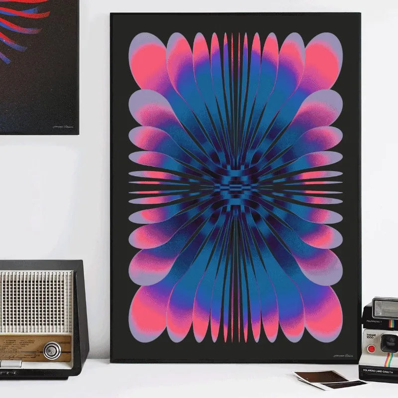 Abstract Futurism Canvas Art – Dark Geometric Poster for Modern Homes