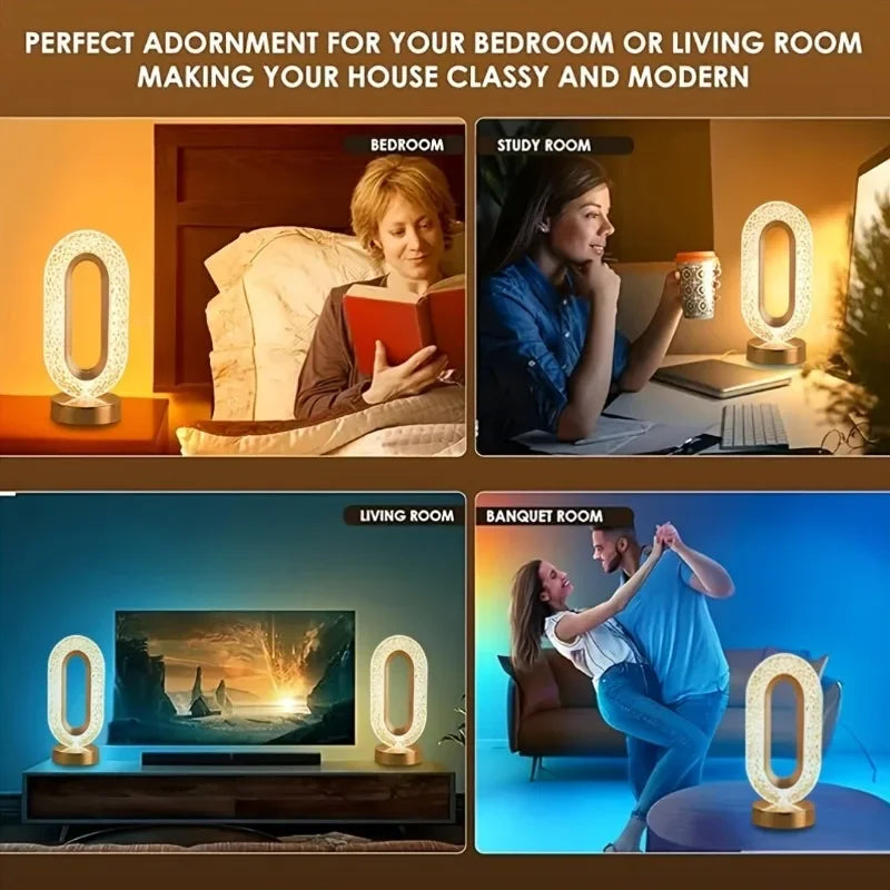 Lampe de Bureau Rechargeable USB en Cristal