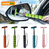 A set of five retractable car mirror and window cleaning wipers in various colors including orange, green, black, blue, and p