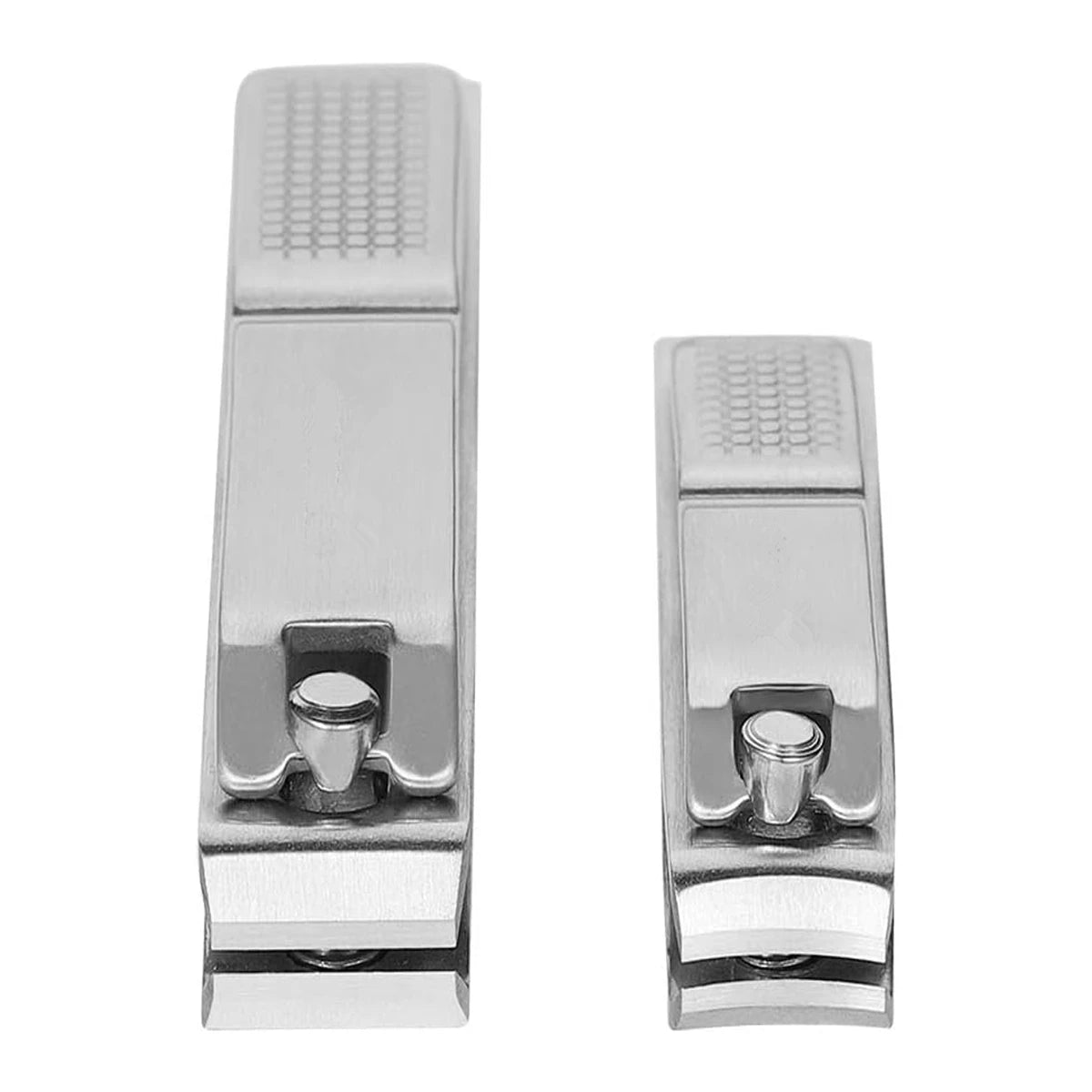 A pair of precision stainless steel nail clippers for fingers and toes.