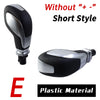 Black plastic gear shift knob without plus or minus symbols in a short style