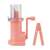 A pink portable hand-crank knitting tool for making bracelets and DIY crafts.