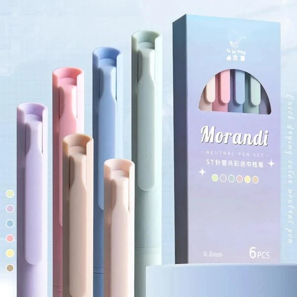 Pastel Gel Pens Set of 6 – Quick-Dry, Smudge-Free Fine Point Writing