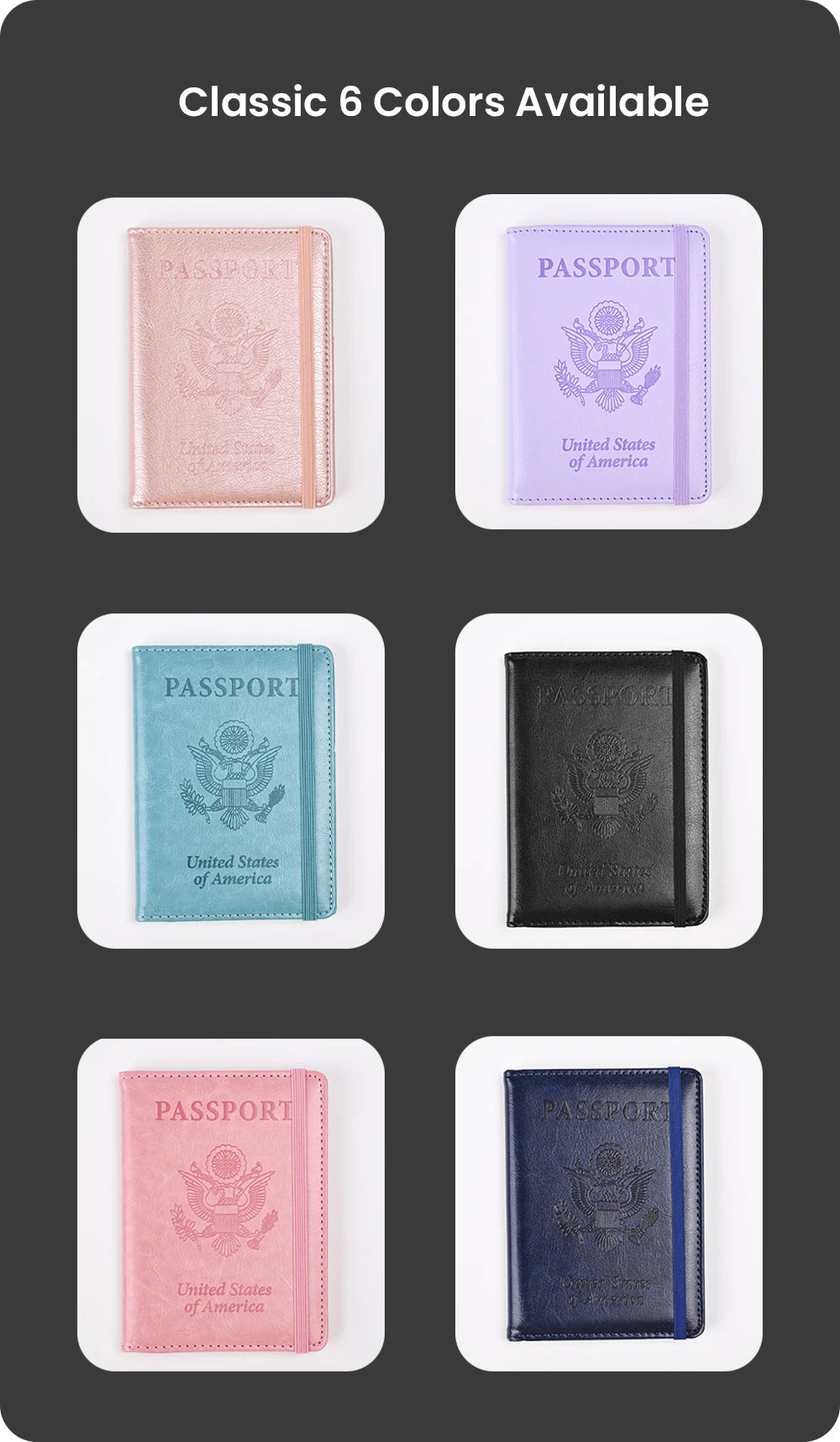 RFID-Blocking PU Leather Passport Holder with 3D Embossed Design