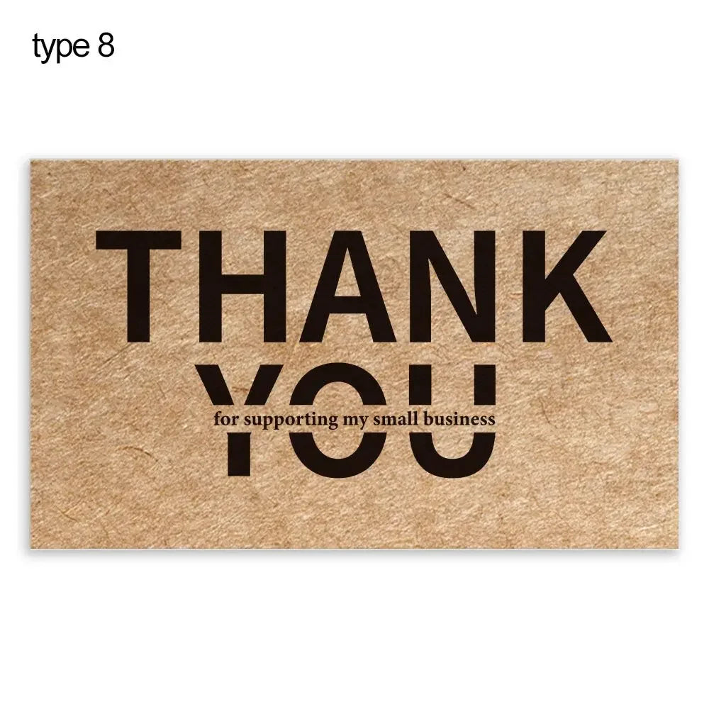 A kraft paper tag with the text THANK YOU for supporting my small business printed in black uppercase letters.