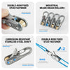 A set of heavy-duty rope tensioner kits featuring double-row fixed stud fasteners and industrial grade brass rollers.