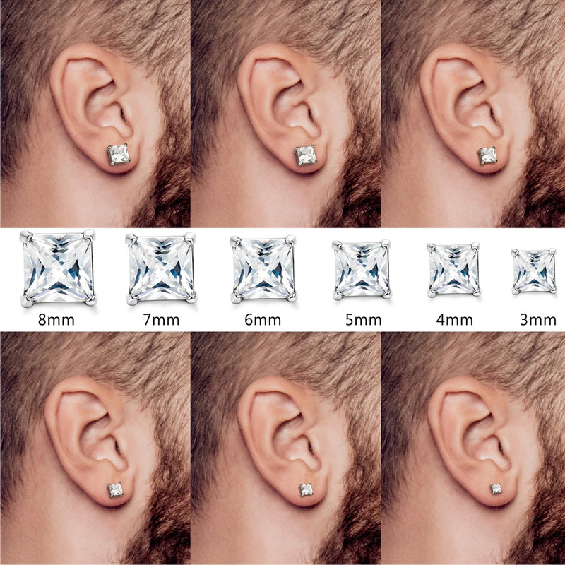 Boucles d'oreilles en acier inoxydable 316L hypoallergéniques avec zircons cubiques