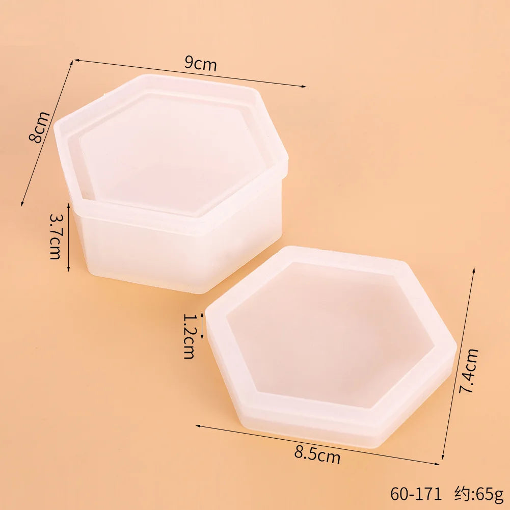 A white silicone jewelry box mold set with a lid shown from above and the side.